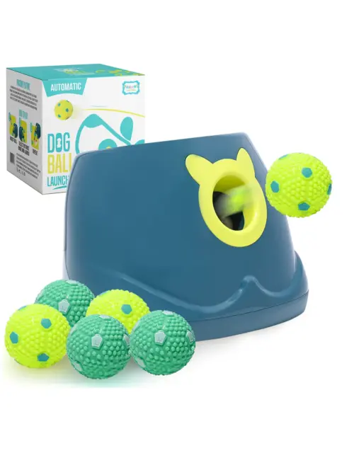 Automatic Latex Ball Launcher for Dogs - Automatic Fetch Machine for Small and Medium Size Dogs with 6 Latex Balls