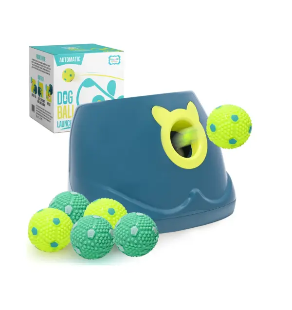 Automatic Latex Ball Launcher for Dogs - Automatic Fetch Machine for Small and Medium Size Dogs with 6 Latex Balls